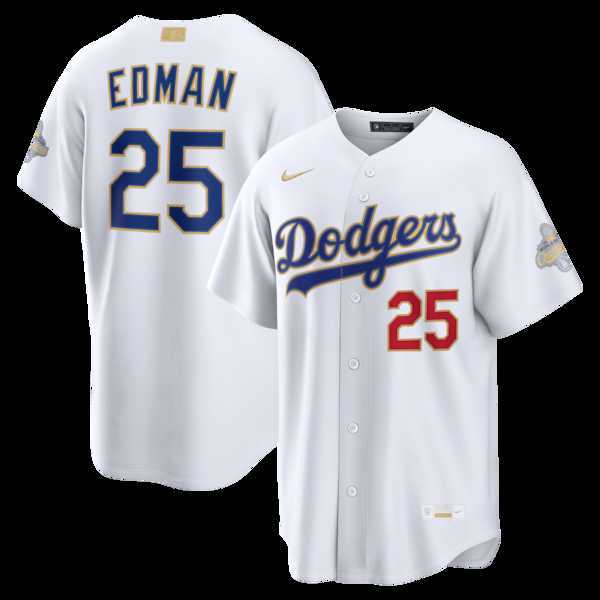 Mens Los Angeles Dodgers #25 Tommy Edman Nike White 2026 Gold Collection Stadium Jersey Dzhi