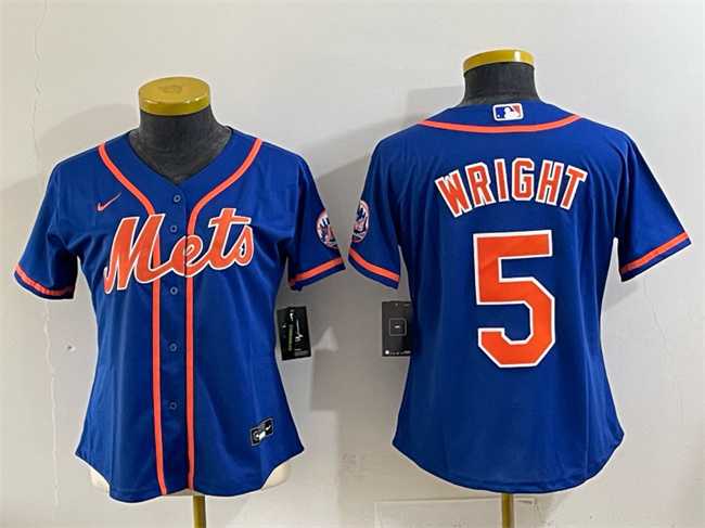 Womens New York Mets #5 David Wright Royal Cool Base Stitched Jersey