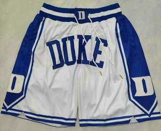 Mens Duke Blue Devils White Just Don Shorts