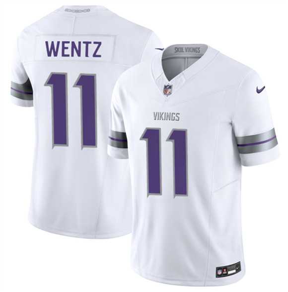 Mens Minnesota Vikings #11 Carson Wentz White 2025 F.U.S.E. Winter Warrior Limited Stitched Jersey Dzhi