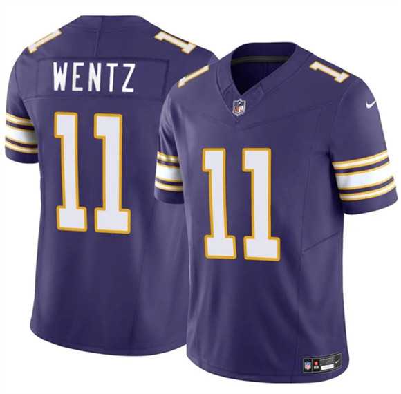 Mens Minnesota Vikings #11 Carson Wentz Purple 2025 F.U.S.E. Throwback Vapor Untouchable Limited Stitched Jersey Dzhi