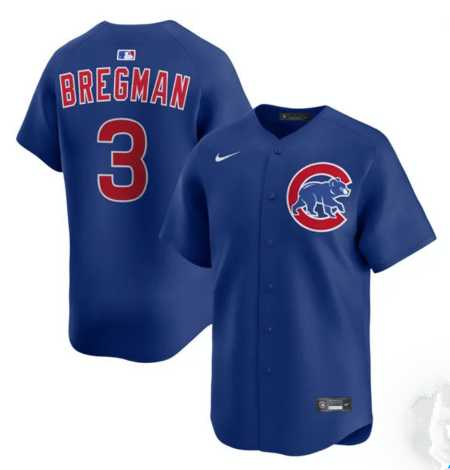 Mens Chicago Cubs #3 Alex Bregman Royal Limited Stitched Jersey Dzhi