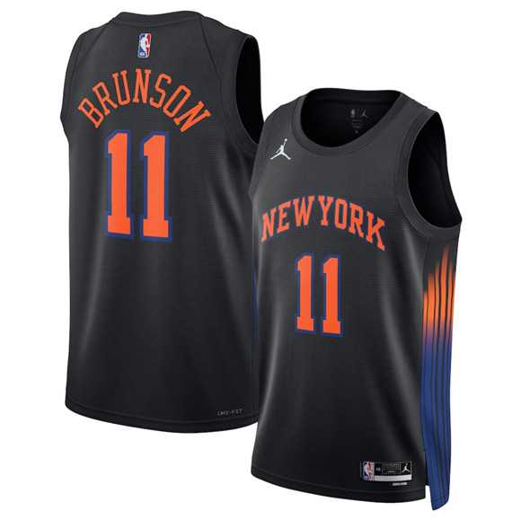 Mens New Yok Knicks #11 Jalen Brunson Jalen Brunson Black 2025 Statement Edition Stitched Jersey Dzhi