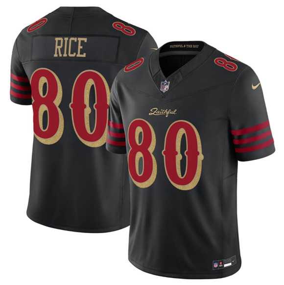 Mens San Francisco 49ers #80 Jerry Rice Black 2025 F.U.S.E. Rivalries Vapor Limited Stitched Jersey Dzhi
