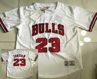 Mens Chicago Bulls #23 Michael Jordan White Short Sleeved AU Throwback  Baseball Jersey