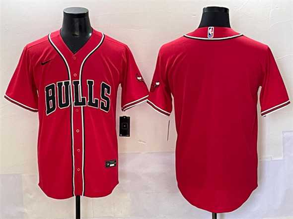 Mens Chicago Bulls Blank Red Cool Base Stitched Baseball Jersey