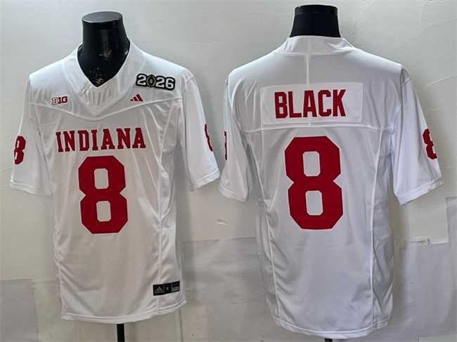 Mens Indiana Hoosiers #8 Kaelon Black White F.U.S.E. 2026 Patch Stitched Football Jersey