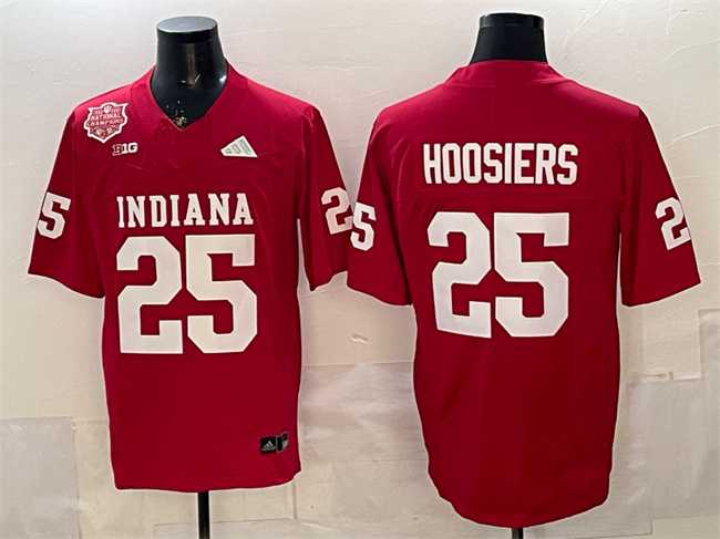 Mens Indiana Hoosiers #25 Hoosiers Red F.U.S.E. 2025 National Champions Patch Stitched Football Jersey