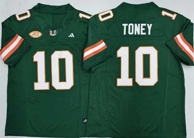 Mens Miami Hurricanes #10 Malachi Toney Green F.U.S.E. 2026 Stitched Football Jersey