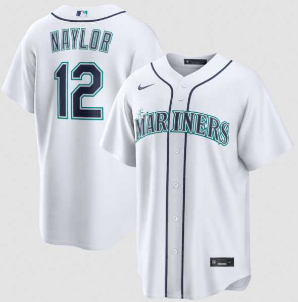 Mens Seattle Mariners #12 Josh Naylor White Cool Base Limited Stitched jersey Dzhi->seattle mariners->MLB Jersey