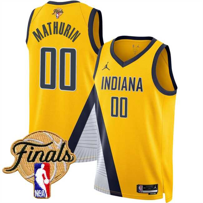 Mens Indiana Pacers #00 Bennedict Mathurin Yellow 2025 Finals Statement Edition Stitched Jersey Dzhi