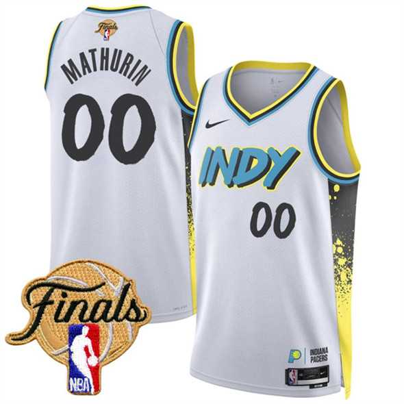 Mens Indiana Pacers #00 Bennedict Mathurin White 2024-25 City Edition Stitched Jersey Dzhi