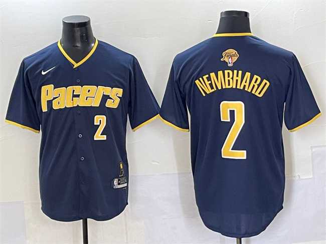 Mens Indiana Pacers #2 Andrew Nembhard Navy 2025 Finals Vapor Stitched Baseball Jersey