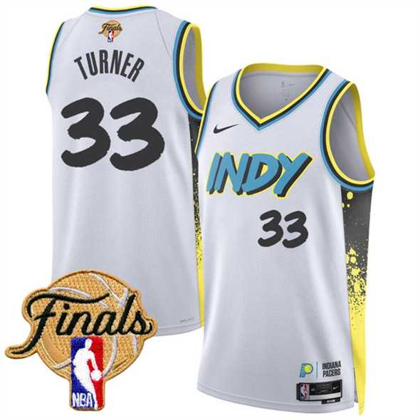 Mens Indiana Pacers #33 Myles Turner White 2024-25 City Edition Stitched Jersey Dzhi