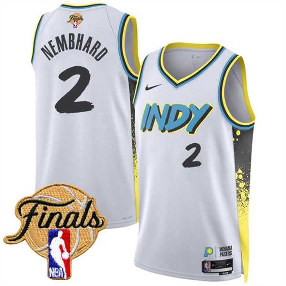 Mens Indiana Pacers #2 Andrew Nembhard White 2024-25 City Edition Stitched Jersey Dzhi