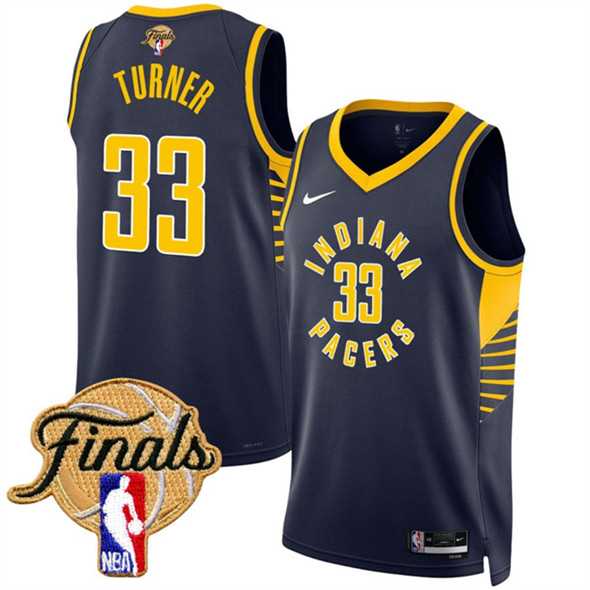 Mens Indiana Pacers #33 Myles Turner Navy 2025 Finals Icon Edition Stitched Jersey Dzhi