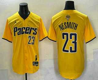 Mens Indiana Pacers #23 Aaron Nesmith Yellow 2025 Finals Vapor Stitched Baseball Jersey