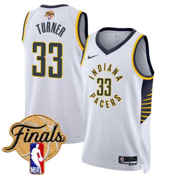 Mens Indiana Pacers #33 Myles Turner White 2025 Finals Association Edition Stitched Jersey Dzhi