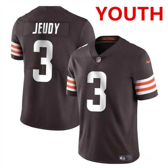 Youth Cleveland Browns #3 Jerry Jeudy Brown Vapor Limited Stitched Jersey Dzhi
