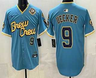 Mens Milwaukee Brewers #9 Bob Uecker Blue City Connect Limited Jersey