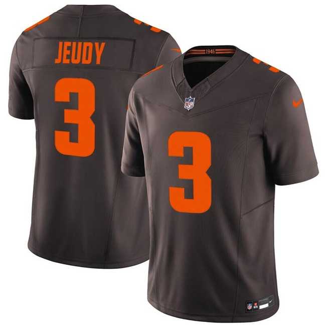 Men & Women & Youth Cleveland Browns #3 Jerry Jeudy Brown 2025 F.U.S.E. Alpha Dawg Edition Vapor Limited Stitched Jersey