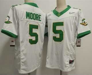 Mens Oregon Ducks #5 Dakorien Moore White FUSE College Jersey