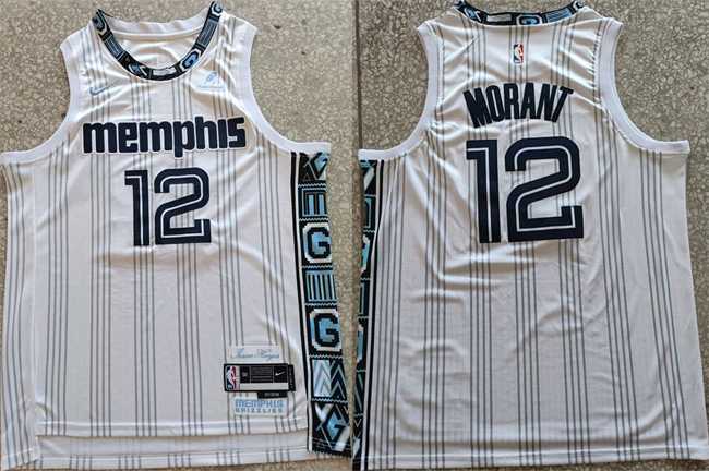 Mens Memphis Grizzlies #12 Ja Morant White 2025-26 City Edition Edition Stitched Jersey