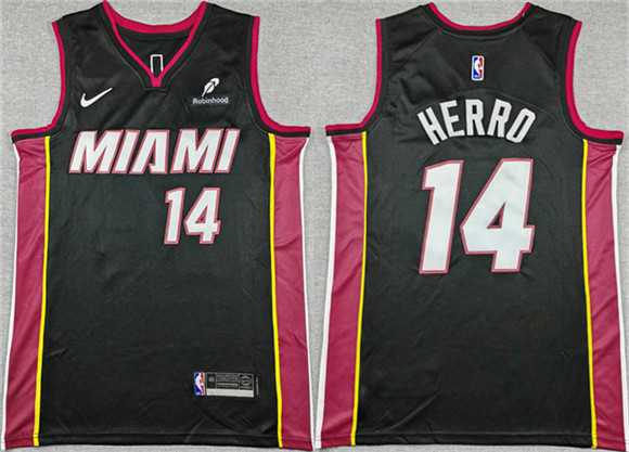 Mens Miami Heat #14 Tyler Herro Black Icon Edition Stitched Jersey