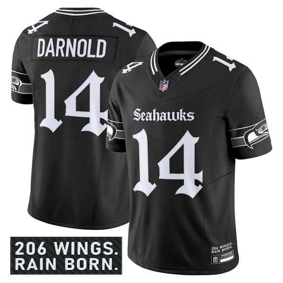 Men & Women & Youth Seattle Seahawks #14 Sam Darnold Black 2025 F.U.S.E. Gothic Rain City Shadows Edition Vapor Limited Stitched Jersey
