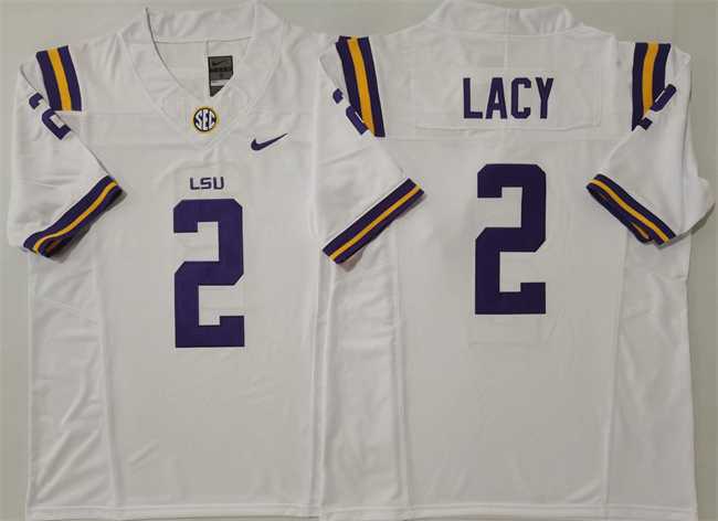 Mens LSU Tigers #2 Kyren Lacy White F.U.S.E. Stitched Jersey