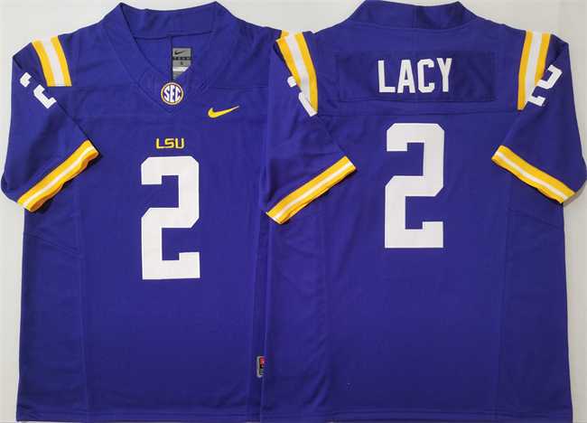 Mens LSU Tigers #2 Kyren Lacy Purple F.U.S.E. Stitched Jersey