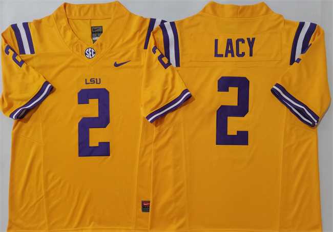 Mens LSU Tigers #2 Kyren Lacy Yellow F.U.S.E. Stitched Jersey