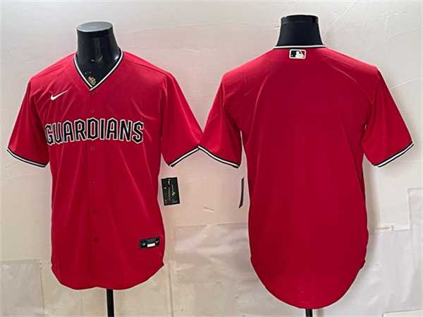 Mens Cleveland Guardians Blank Red Cool Base Stitched Jersey