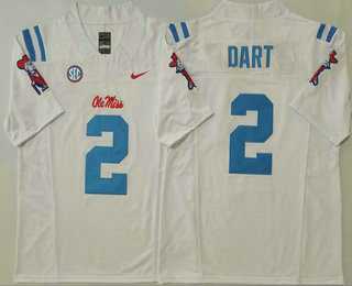 Mens Ole Miss Rebels #2 Jaxson Dart White 2025 FUSE College Football Jersey