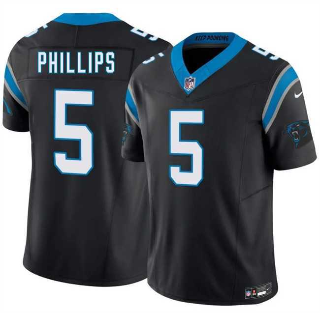 Mens Carolina Panthers #5 Jaelan Phillips Black 2025 F.U.S.E. Vapor Limited Stitched NFL Jersey Dzhi