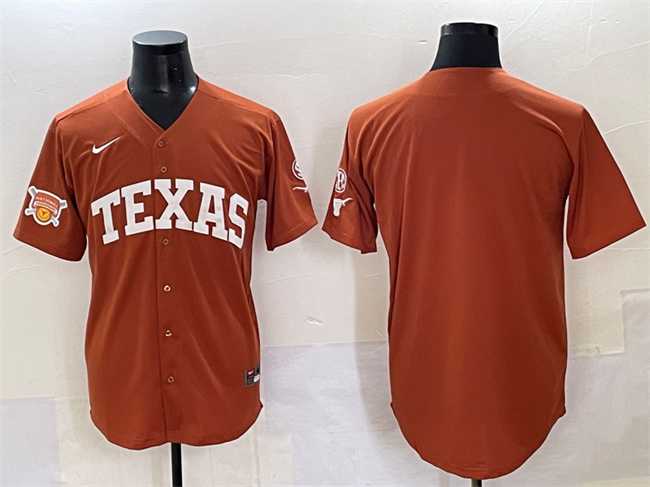 Mens Texas Longhorns Blank Orange 2025 Softball National Champions & SEC Patch Stitched Jersey