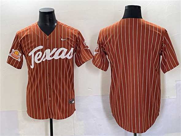 Mens Texas Longhorns Blank Orange Pinstripe 2025 Softball National Champions & SEC Patch Stitched Jersey