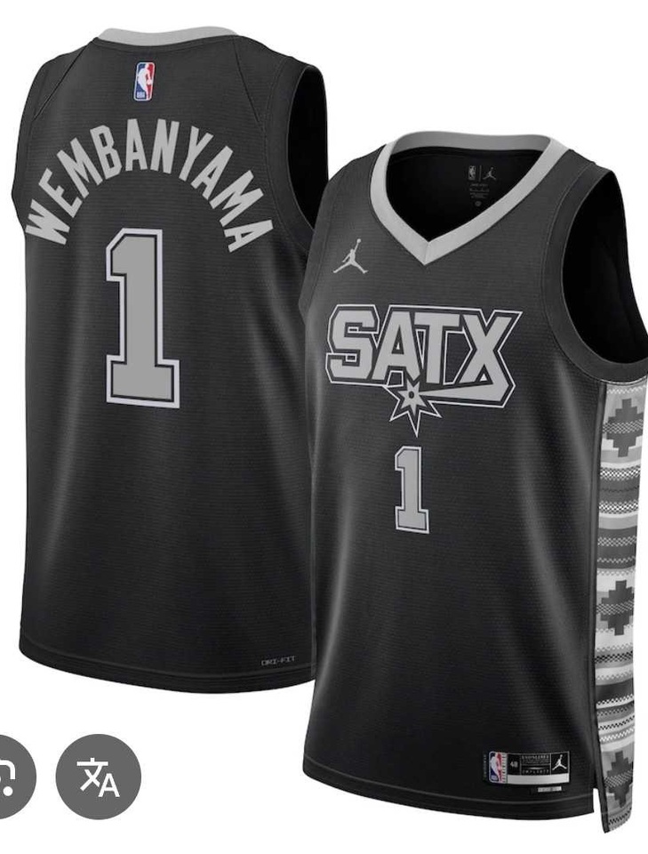 Mens San Antonio Spurs #1 Victor Wembanyama Black 2025 Statement Edition Stitched Jersey Dzhi