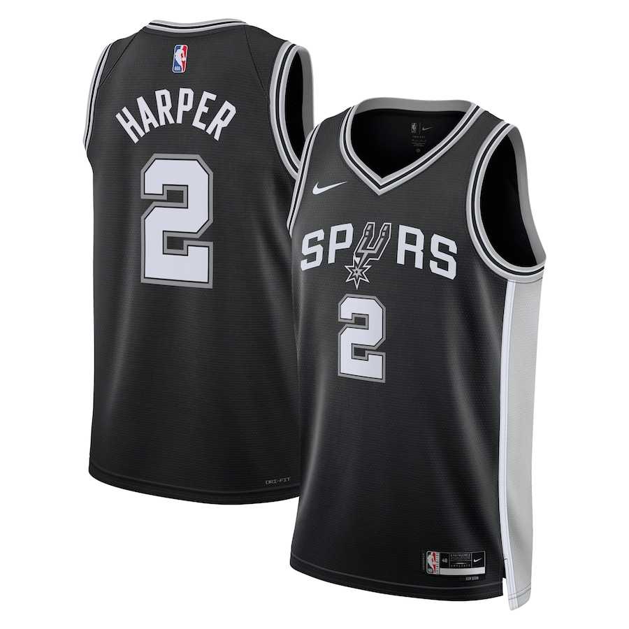 Mens San Antonio Spurs #2 Dylan Harper Nike Black 2025 NBA Draft First Round Pick Swingman Jersey Dzhi