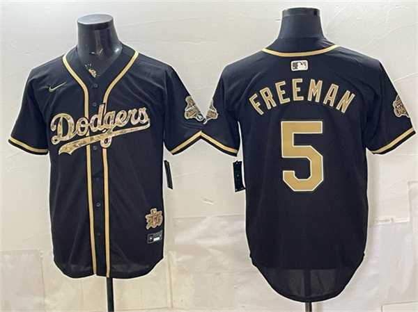 Mens Los Angeles Dodgers #5 Freddie Freeman Black Military Appreciation Game Day Stitched Jersey Dzhi