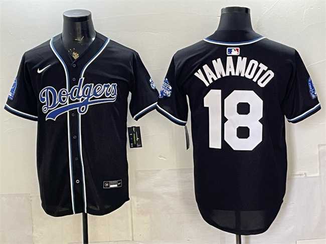 Mens Los Angeles Dodgers #18 Yoshinobu Yamamoto B2B Champs 2026 Black Out Style Vapor Limited Stitched Jersey