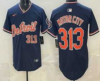 Mens Detroit Tigers #313 Motor City Navy 2026 Alternate Vapor Premier Limited Stitched Jersey
