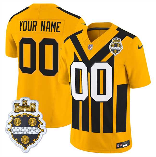 Mens Pittsburgh Steelers Active Player Custom Gold 1933 F.U.S.E. Throwback Alternate Football Stitched Football Jersey