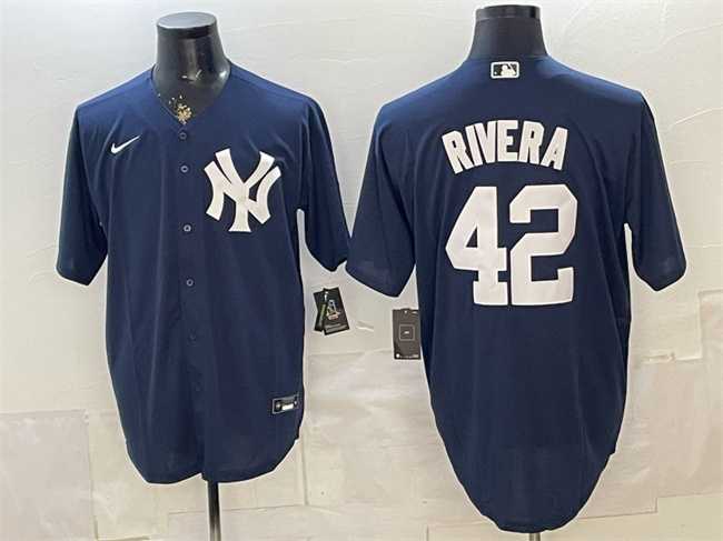 Mens New York Yankees #42 Mariano Rivera Navy Limited Stitched Jersey