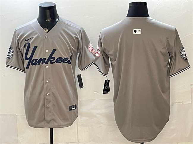 Mens New York Yankees Blank Grey With Patch Limited Stitched Jersey