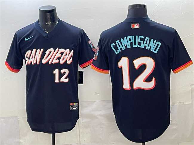 Mens San Diego Padres #12 Luis Campusano Obsidian 2026 City Connect Stadium Stitched Jersey