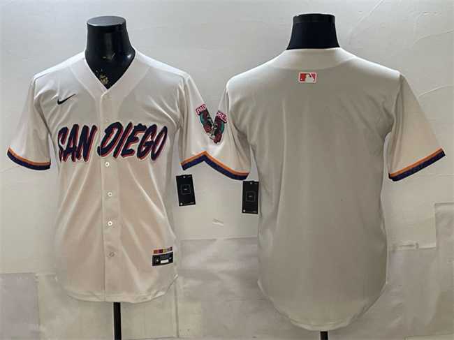 Mens San Diego Padres Blank Cream 2026 City Connect Stadium Stitched Jersey