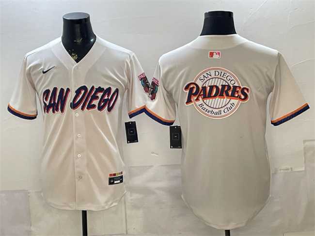 Mens San Diego Padres Team Big Logo Cream 2026 City Connect Stadium Stitched Jersey