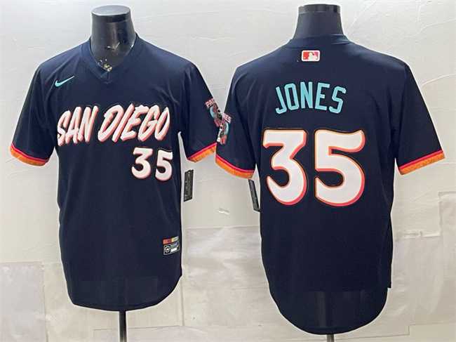 Mens San Diego Padres #35 Randy Jones Obsidian 2026 City Connect Stadium Stitched Jersey
