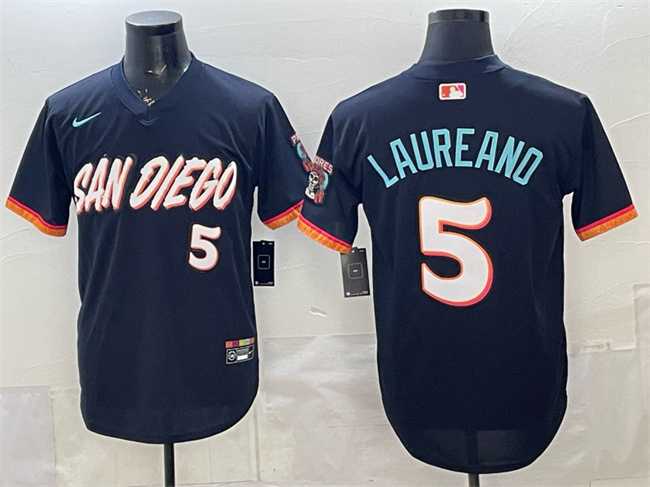 Mens San Diego Padres #5 Ramon Laureano Obsidian 2026 City Connect Stadium Stitched Jersey